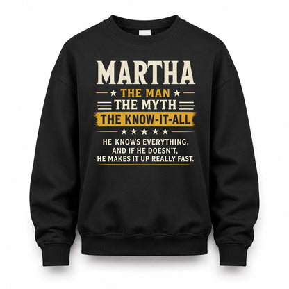 MARTHA TM90-K04-125 - NAME Legendary Know-It-All Personalized Funny Shirt