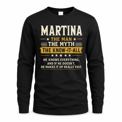 MARTINA TM90-K04-125 - NAME Legendary Know-It-All Personalized Funny Shirt