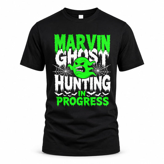 MARVIN HW22-K06-109 - NAME Ghost Hunting In Progress Personalized Halloween Shirt