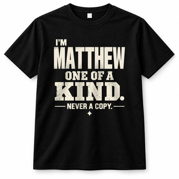 MATTHEW P6-K4-228 Personalized Funny Quote Apparel “I’m NAME – One of a Kind, Never a Copy”