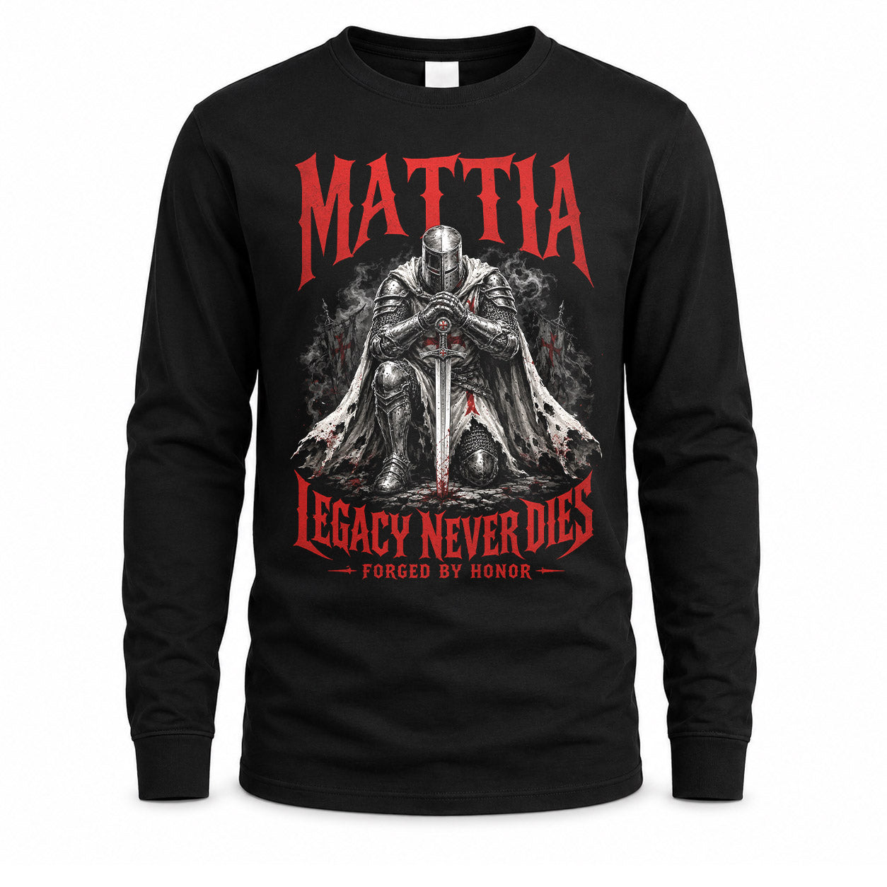 MATTIA HS90-K04-109 - NAME Legacy Never Dies Forged By Honor Personalized Knight