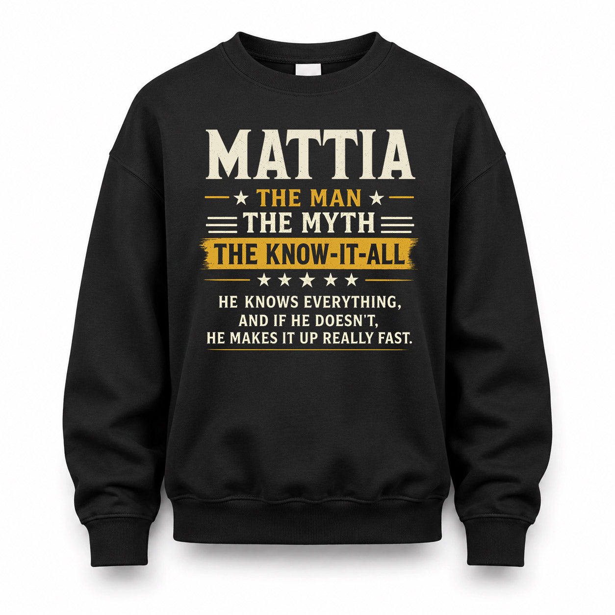 MATTIA TM90-K04-125 - NAME Legendary Know-It-All Personalized Funny Shirt