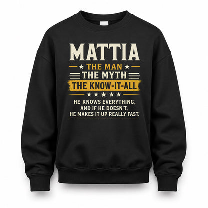 MATTIA TM90-K04-125 - NAME Legendary Know-It-All Personalized Funny Shirt