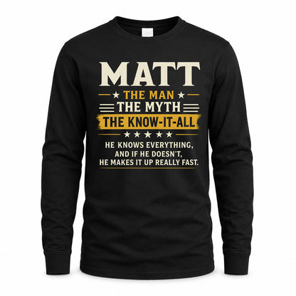 MATT TM90-K04-125 - NAME Legendary Know-It-All Personalized Funny Shirt