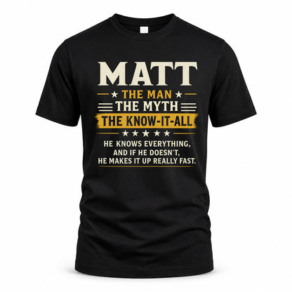 MATT TM90-K04-125 - NAME Legendary Know-It-All Personalized Funny Shirt