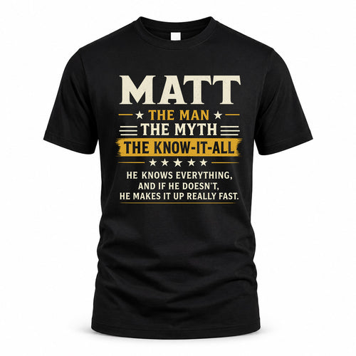 MATT TM90-K04-125 - NAME Legendary Know-It-All Personalized Funny Shirt