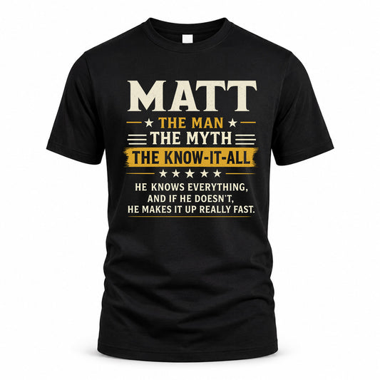 MATT TM90-K04-125 - NAME Legendary Know-It-All Personalized Funny Shirt