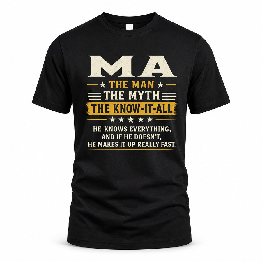 MA TM90-K04-125 - NAME Legendary Know-It-All Personalized Funny Shirt