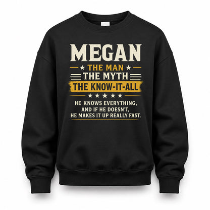MEGAN TM90-K04-125 - NAME Legendary Know-It-All Personalized Funny Shirt