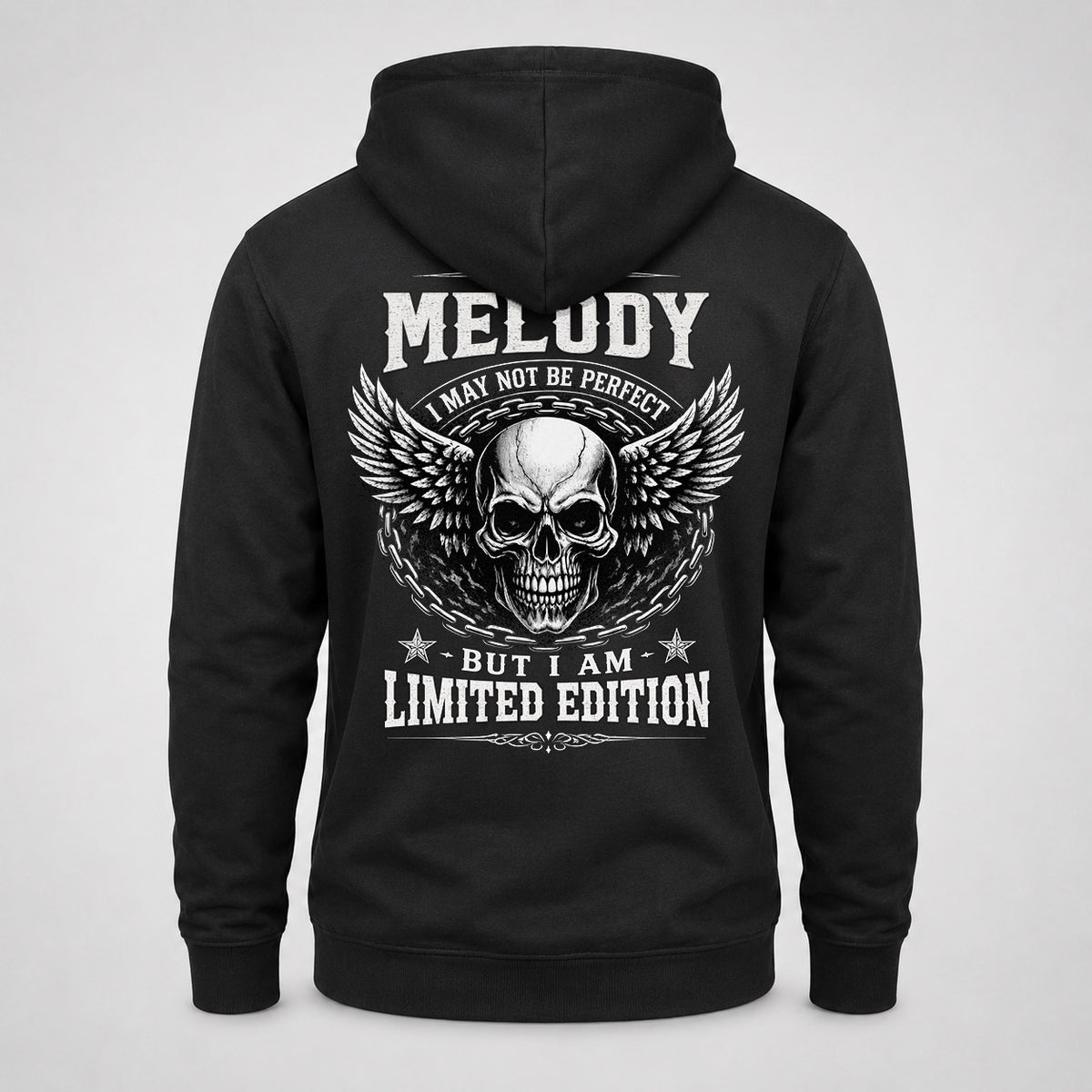 MELODY P01-K24-229 – Personalized Skull Graphic Apparel “I Am NAME I May Not Be Perfect But I Am Limited Edition”