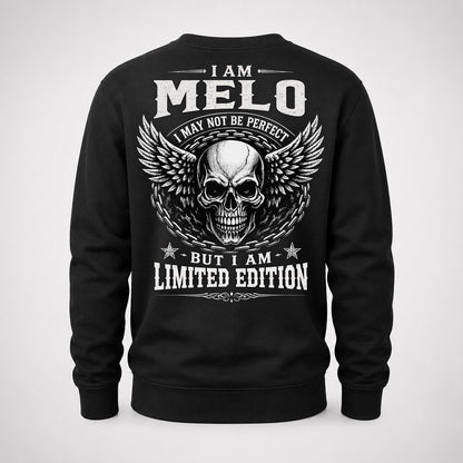 MELO P01-K24-229 – Personalized Skull Graphic Apparel “I Am NAME I May Not Be Perfect But I Am Limited Edition”