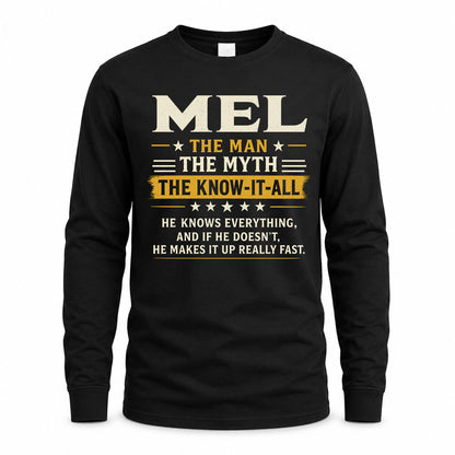 MEL TM90-K04-125 - NAME Legendary Know-It-All Personalized Funny Shirt
