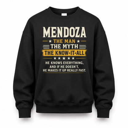 MENDOZA TM90-K04-125 - NAME Legendary Know-It-All Personalized Funny Shirt