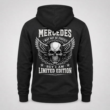MERCEDES P01-K24-229 – Personalized Skull Graphic Apparel “I Am NAME I May Not Be Perfect But I Am Limited Edition”