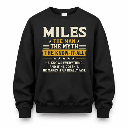 MILES TM90-K04-125 - NAME Legendary Know-It-All Personalized Funny Shirt