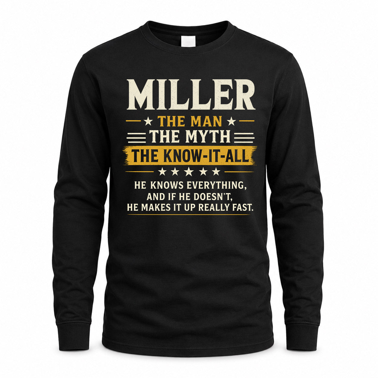 MILLER TM90-K04-125 - NAME Legendary Know-It-All Personalized Funny Shirt