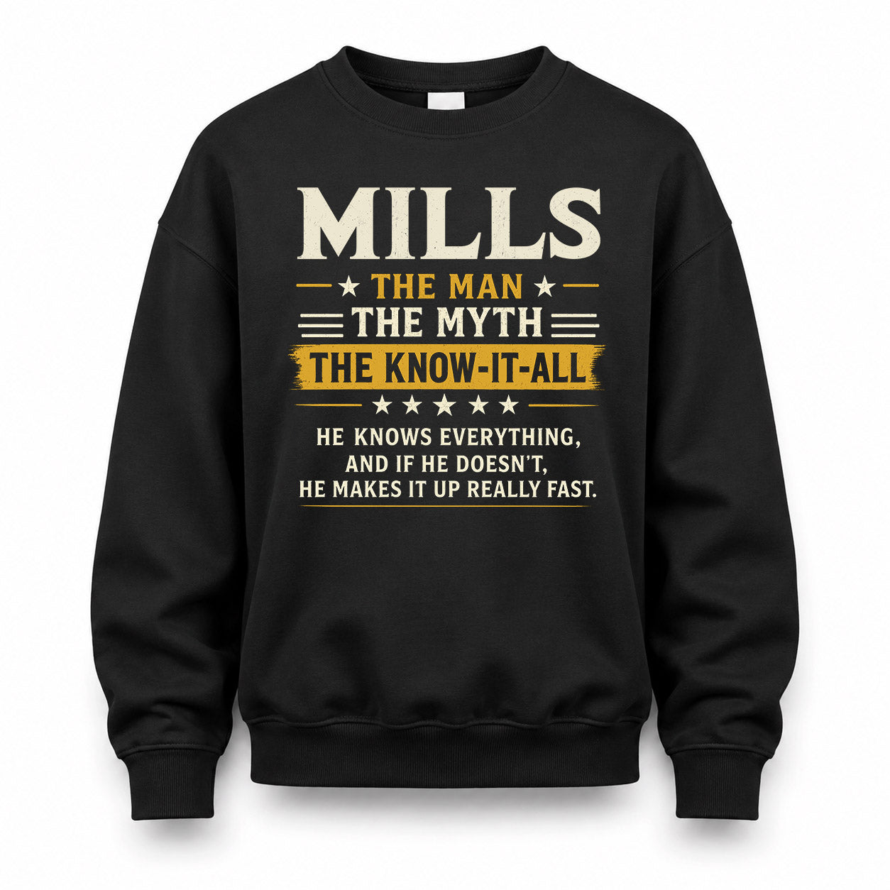 MILLS TM90-K04-125 - NAME Legendary Know-It-All Personalized Funny Shirt