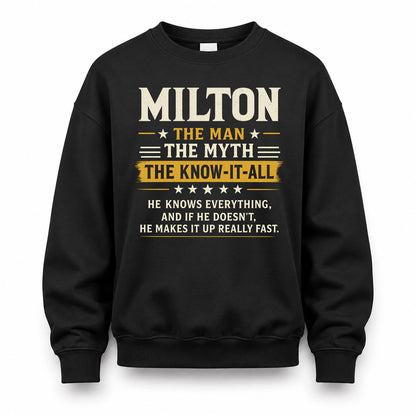 MILTON TM90-K04-125 - NAME Legendary Know-It-All Personalized Funny Shirt
