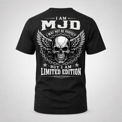 MJD P01-K24-229 – Personalized Skull Graphic Apparel “I Am NAME I May Not Be Perfect But I Am Limited Edition”
