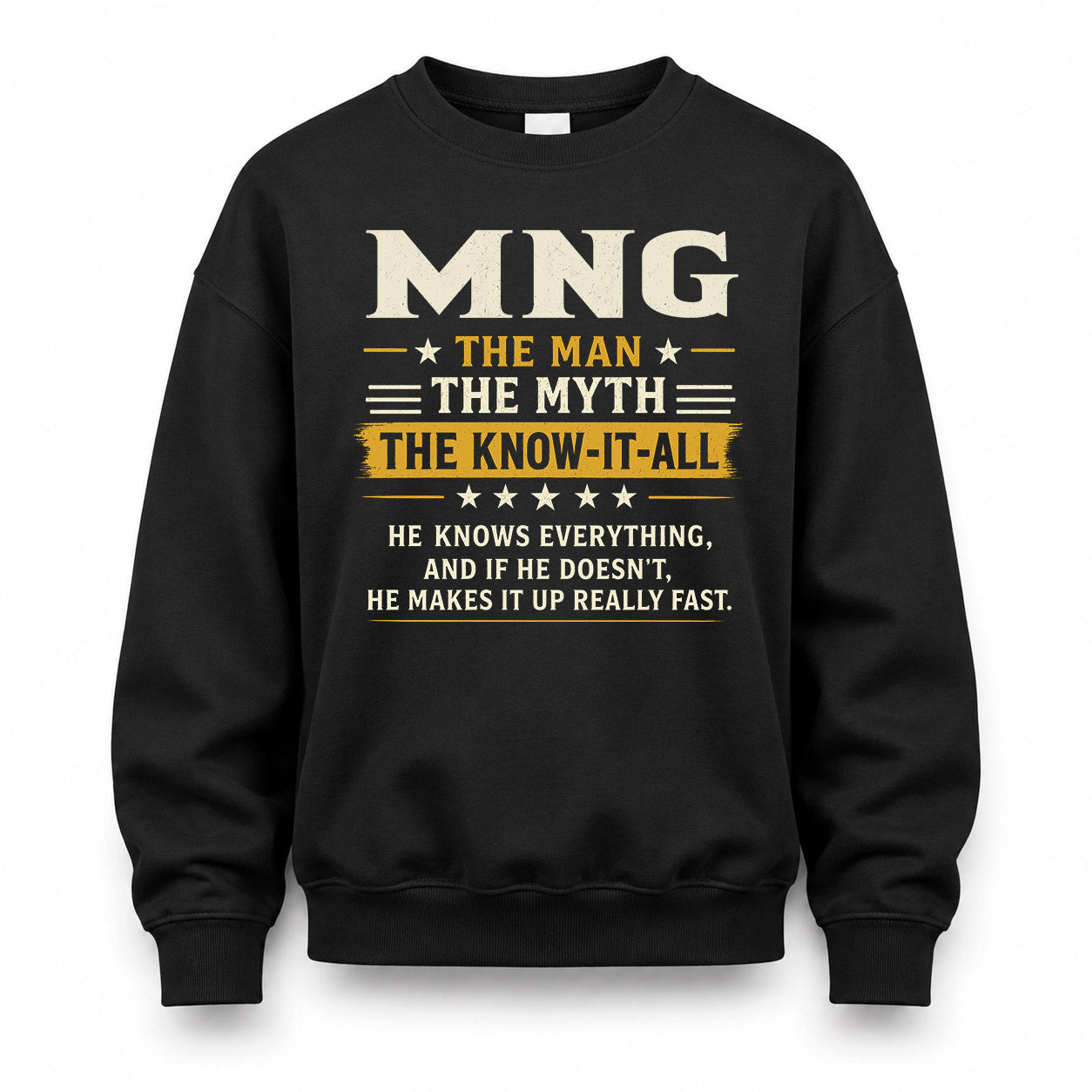 MNG TM90-K04-125 - NAME Legendary Know-It-All Personalized Funny Shirt