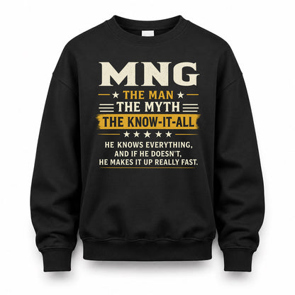 MNG TM90-K04-125 - NAME Legendary Know-It-All Personalized Funny Shirt