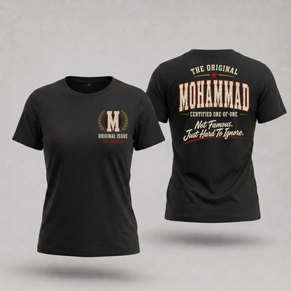 MOHAMMAD W68-F2-168 – Personalized Original Issue Apparel “The Original NAME Certified One-of-One"