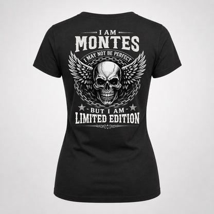 MONTES P01-K24-229 – Personalized Skull Graphic Apparel “I Am NAME I May Not Be Perfect But I Am Limited Edition”