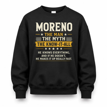 MORENO TM90-K04-125 - NAME Legendary Know-It-All Personalized Funny Shirt