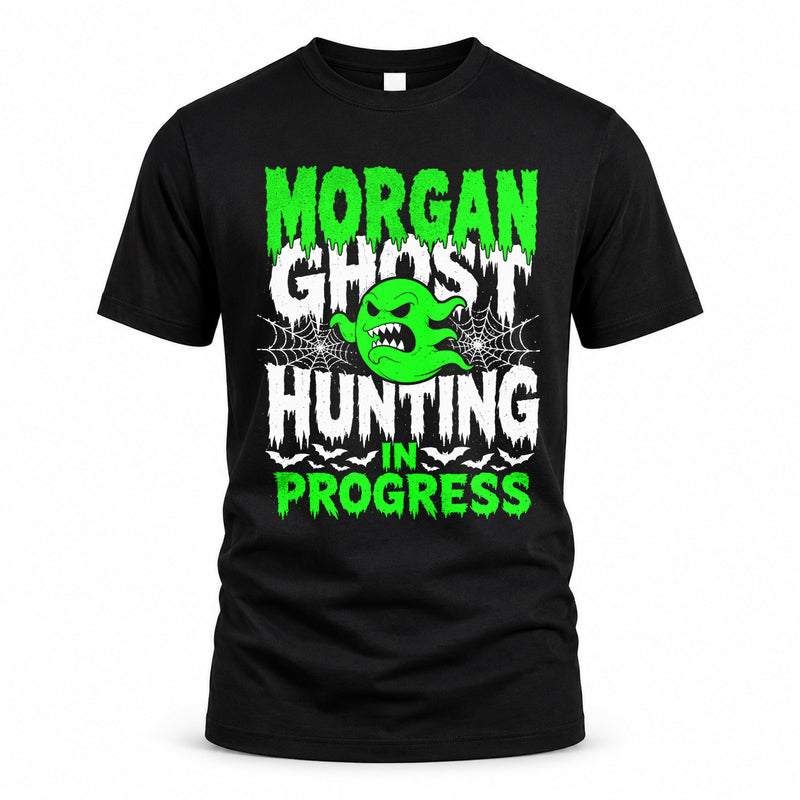 MORGAN HW22-K06-109 - NAME Ghost Hunting In Progress Personalized Halloween Shirt