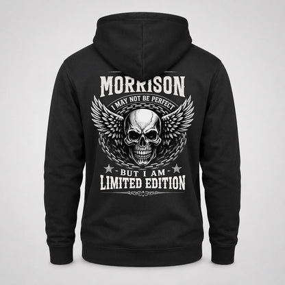 MORRISON P01-K24-229 – Personalized Skull Graphic Apparel “I Am NAME I May Not Be Perfect But I Am Limited Edition”
