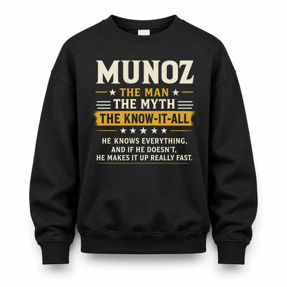 MUNOZ TM90-K04-125 - NAME Legendary Know-It-All Personalized Funny Shirt