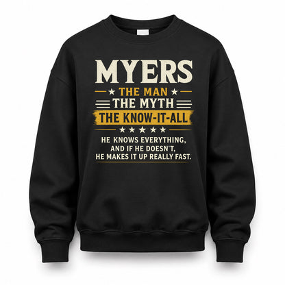 MYERS TM90-K04-125 - NAME Legendary Know-It-All Personalized Funny Shirt