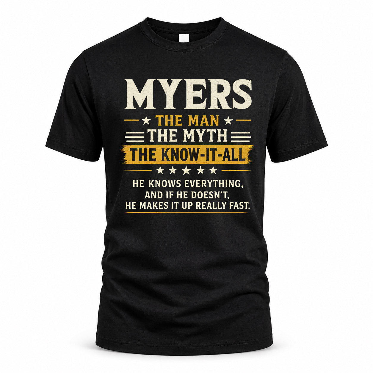 MYERS TM90-K04-125 - NAME Legendary Know-It-All Personalized Funny Shirt