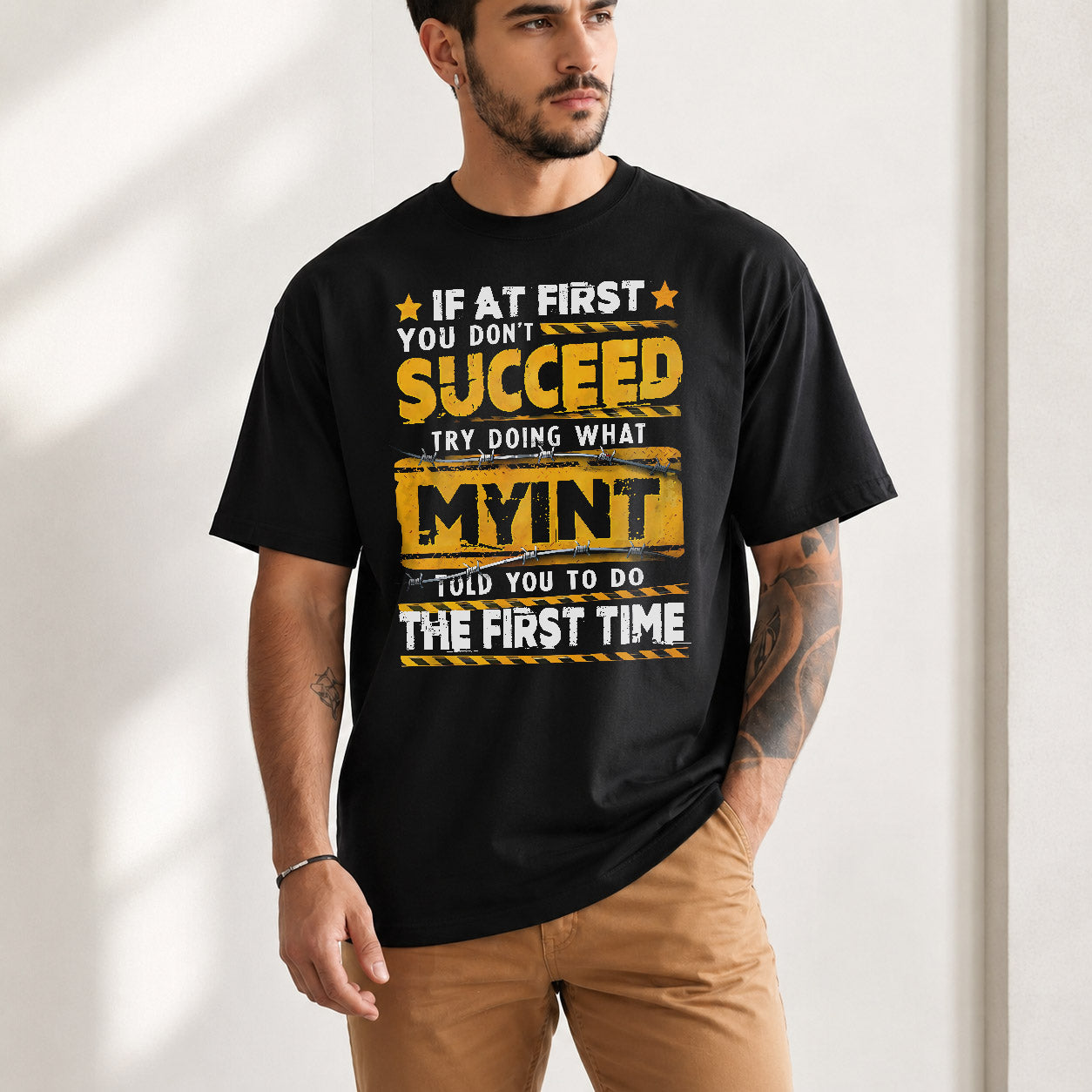 MYINT TP22-K11-109 - Personalized Funny Quote Apparel “If At First You Don’t Succeed, Try Doing What WANG Told You To Do The First Time”