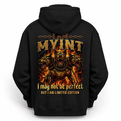 MYINT MP88-F2-168–Personalized Bold Quote Apparel “I Am NAME I May Not Be Perfect But I Am Limited Edition
