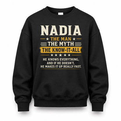 NADIA TM90-K04-125 - NAME Legendary Know-It-All Personalized Funny Shirt