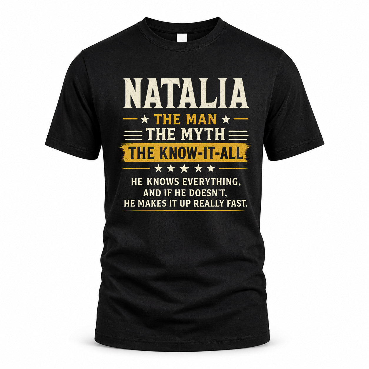 NATALIA TM90-K04-125 - NAME Legendary Know-It-All Personalized Funny Shirt