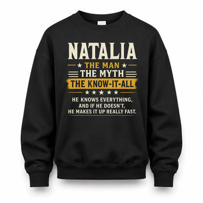 NATALIA TM90-K04-125 - NAME Legendary Know-It-All Personalized Funny Shirt