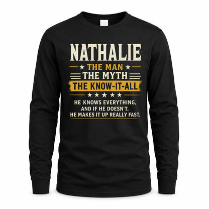 NATHALIE TM90-K04-125 - NAME Legendary Know-It-All Personalized Funny Shirt