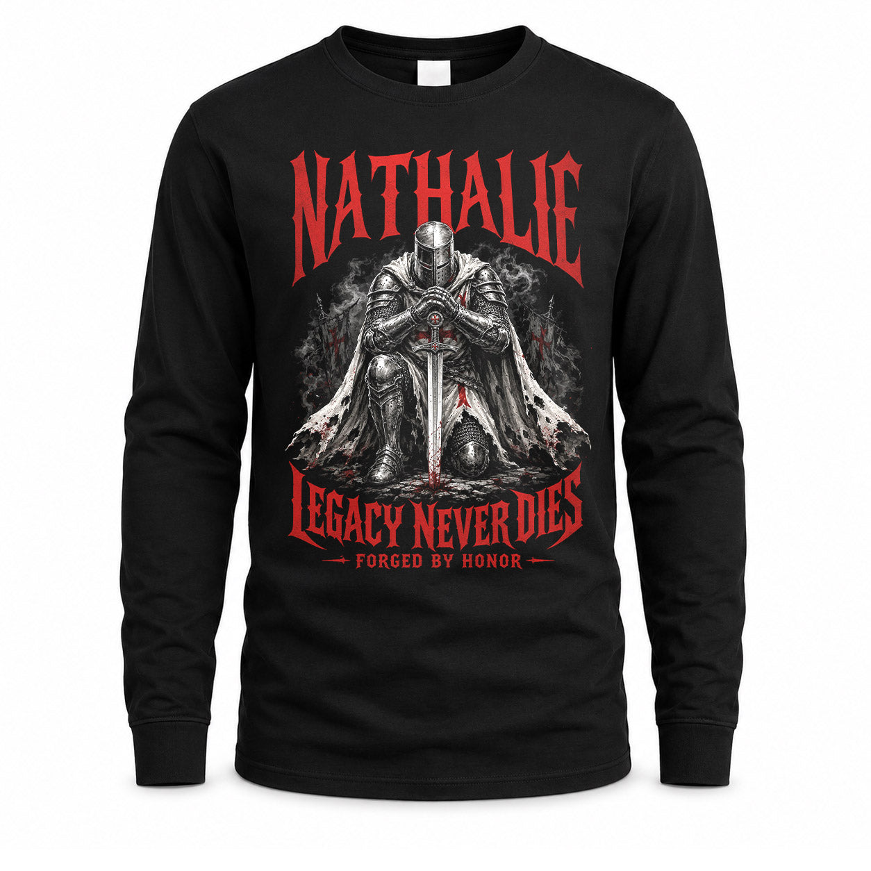 NATHALIE HS90-K04-109 - NAME Legacy Never Dies Forged By Honor Personalized Knight