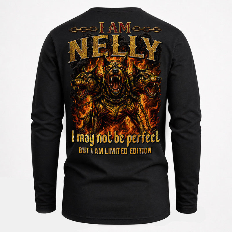 NELLY MP88-F2-168–Personalized Bold Quote Apparel “I Am NAME I May Not Be Perfect But I Am Limited Edition