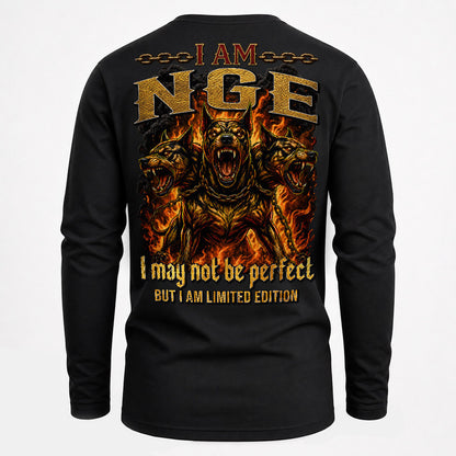 NGE MP88-F2-168–Personalized Bold Quote Apparel “I Am NAME I May Not Be Perfect But I Am Limited Edition
