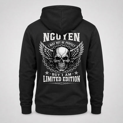 NGUYEN P01-K24-229 – Personalized Skull Graphic Apparel “I Am NAME I May Not Be Perfect But I Am Limited Edition”
