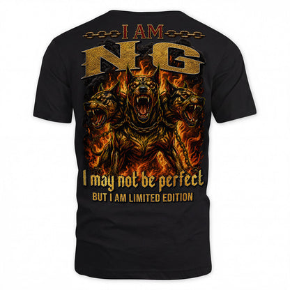 NG MP88-F2-168–Personalized Bold Quote Apparel “I Am NAME I May Not Be Perfect But I Am Limited Edition
