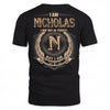 NICHOLAS PH55-T25-Personalized Name Quote Apparel “I Am NAME May Not Be Perfect But I Am Limited Edition”