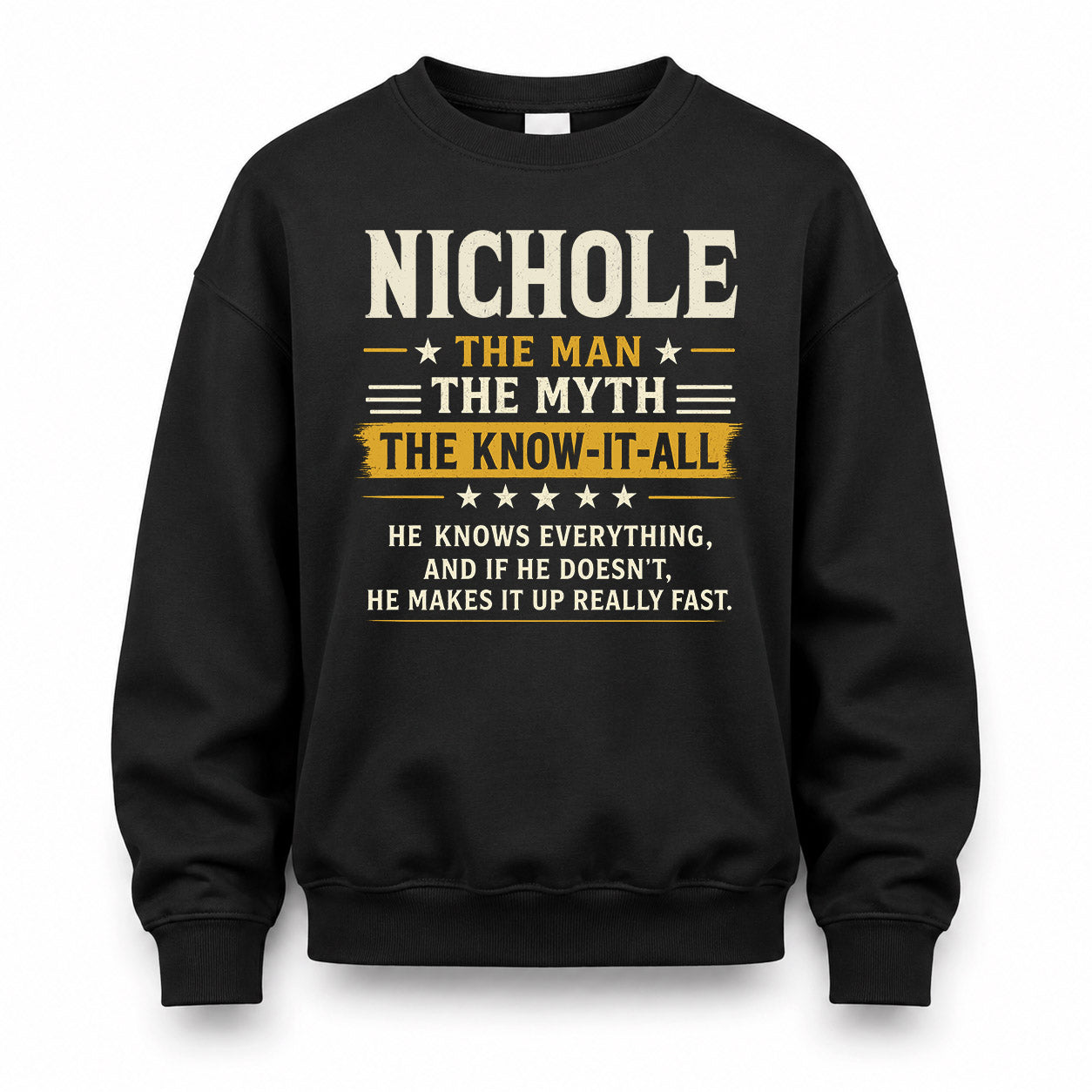 NICHOLE TM90-K04-125 - NAME Legendary Know-It-All Personalized Funny Shirt