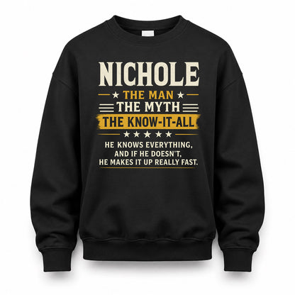NICHOLE TM90-K04-125 - NAME Legendary Know-It-All Personalized Funny Shirt