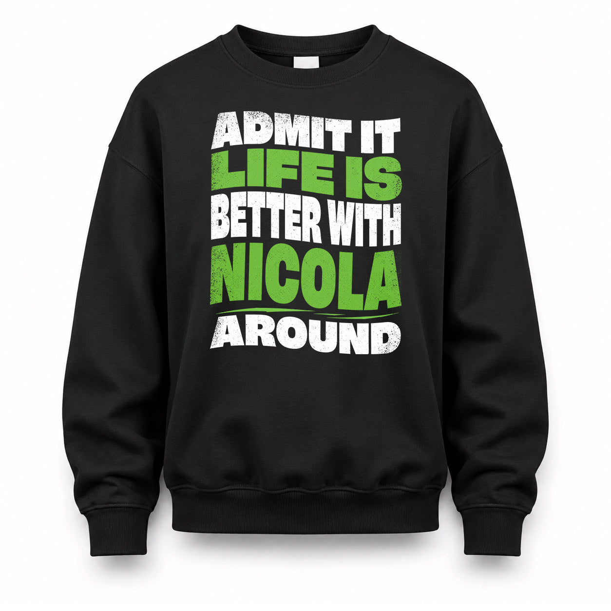 NICOLA HP99-K4-189 – Personalized Funny Quote Apparel “Admit It, Life Is Better With NAME Around”