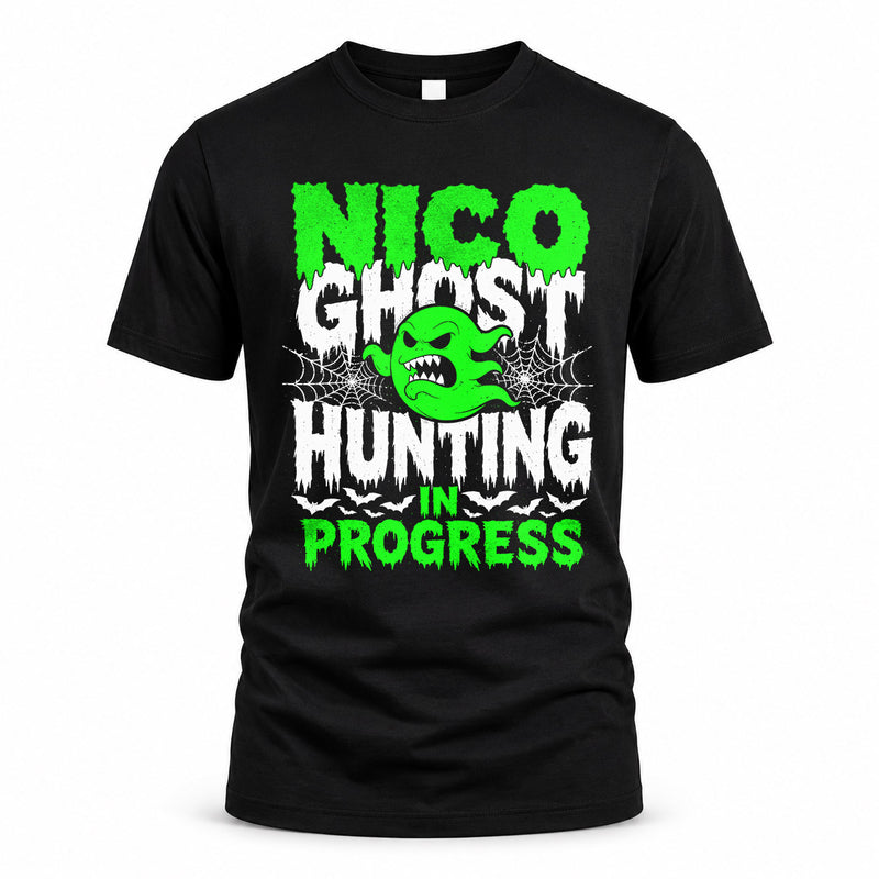 NICO HW22-K06-109 - NAME Ghost Hunting In Progress Personalized Halloween Shirt