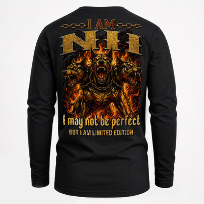 NII MP88-F2-168–Personalized Bold Quote Apparel “I Am NAME I May Not Be Perfect But I Am Limited Edition